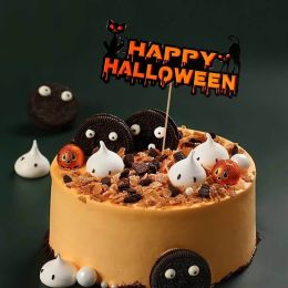 Halloween Cake Toppers DIY Cupcake Topper Castle Ghost Witch Vampire Pumpkin Cake Flags Kids Birthday Wedding Party Baking Decor (size: B)