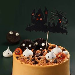 Halloween Cake Toppers DIY Cupcake Topper Castle Ghost Witch Vampire Pumpkin Cake Flags Kids Birthday Wedding Party Baking Decor (size: D)