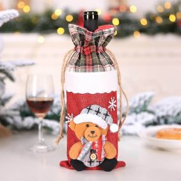 GENNISSY Christmas Wine Bottle Cover Merry Christmas Decorations For Home Christmas Ornament New Year 2022 Xmas Navidad Gift (Color: Bear)