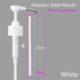 Stainless Steel Ketchup Vinegar Bottle Press Nozzle Sauce Push-type Pump Push-Type Tools Kitchen (Color: WHITE-B)