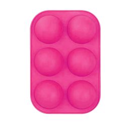 6 Holes DIY Ball Sphere Mold Silicone Cake Chocolate Candy Mould Kitchen Baking Soap Jelly Mold (Color: Hot Pink, size: 1pcs)