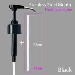 Stainless Steel Ketchup Vinegar Bottle Press Nozzle Sauce Push-type Pump Push-Type Tools Kitchen (Color: BLACK-B)