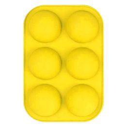 6 Holes DIY Ball Sphere Mold Silicone Cake Chocolate Candy Mould Kitchen Baking Soap Jelly Mold (Color: yellow, size: 1pcs)