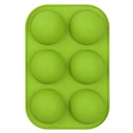 6 Holes DIY Ball Sphere Mold Silicone Cake Chocolate Candy Mould Kitchen Baking Soap Jelly Mold (Color: green, size: 1pcs)