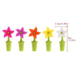 Cute Flower Shaped Silicone Vacuum Sealed Champagne Drinks Wine Stopper (size: random 5 pcs)