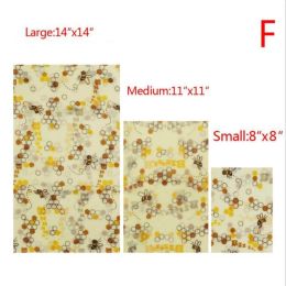 3pcs/set Reusable Waste Food Wrap Beeswax Wrap Sustainable Free Beeswax Food Storage Cloth Eco Frien (size: F)