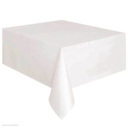 1PC 137*183cm Plastic Disposable Tablecloth Solid Color Wedding Birthday Party Table Cover (Color: White, size: 183cm by 137cm)