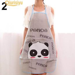 Women Cartoon Kitchen Cooking Bib Charm Apron (Color: gray)