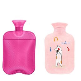 Rubber Thermos With Cute Knit Cover Warm Handbag For Girls Christmas Gifts (Color: pink 2)