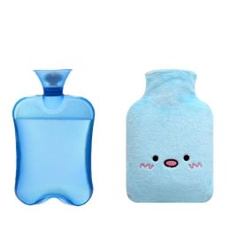 Rubber Thermos With Cute Knit Cover Warm Handbag For Girls Christmas Gifts (Color: Blue)