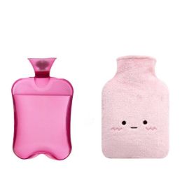 Rubber Thermos With Cute Knit Cover Warm Handbag For Girls Christmas Gifts (Color: pink)