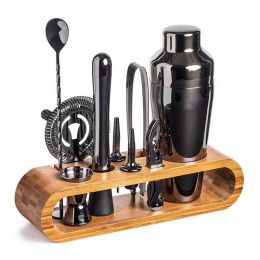 Bar Tools Cocktail Making 10-in-1 Cocktail Shaker Set Kit (Color: Gun-Metal Black, material: stainless steel)