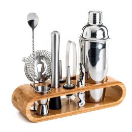 Bar Tools Cocktail Making 10-in-1 Cocktail Shaker Set Kit (Color: Stainless steel, material: stainless steel)