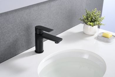 Single Handle Lavatory Basin Sink Faucet (Color: Matte Black)