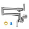 Pot Filler Faucet Wall-Mount for Kitchen Integrated Embedded NPT Thread Design Lead-Free Stainless Steel Faucet with 360Â° 2-Handle Folding Arms Rotat