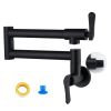 Pot Filler Faucet Wall-Mount for Kitchen Integrated Embedded NPT Thread Design Lead-Free Stainless Steel Faucet with 360Â° 2-Handle Folding Arms Rotat