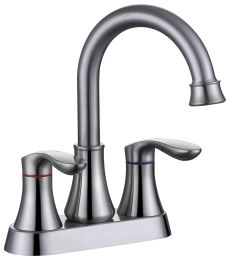 2-Handle 4-Inch Brushed Nickel Bathroom Faucet, Bathroom Vanity Sink Faucets with Pop-up Drain and Supply Hoses (Color: Brushed Nickel)
