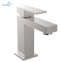 Aqucubic Deck Mounted UPC Basin Mixer Taps Single Handle Bathroom Faucet (Brushed Nickel) (Color: Brushed Nickel, material: Brass Body)