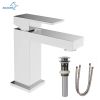 Aqucubic Deck Mounted UPC Basin Mixer Taps Single Handle Bathroom Faucet (Brushed Nickel)