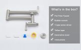 Pot Filler Faucet Wall-Mount for Kitchen Integrated Embedded NPT Thread Design Lead-Free Stainless Steel Faucet with 360Â° 2-Handle Folding Arms Rotat
