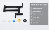 Pot Filler Faucet Wall-Mount for Kitchen Integrated Embedded NPT Thread Design Lead-Free Stainless Steel Faucet with 360Â° 2-Handle Folding Arms Rotat