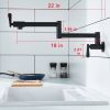 Pot Filler Faucet Wall-Mount for Kitchen Integrated Embedded NPT Thread Design Lead-Free Stainless Steel Faucet with 360Â° 2-Handle Folding Arms Rotat