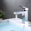 Aqucubic Deck Mounted UPC Basin Mixer Taps Single Handle Bathroom Faucet (Brushed Nickel)