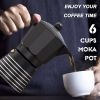 Espresso Maker 6 CUP Moka Pot, Steam Italian Stovetop Coffee Makers Percolator, Aluminum Ripple Ring Design, Easy To Use & Clean, 2 8oz Ceramics Cup 1
