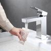 Aqucubic Deck Mounted UPC Basin Mixer Taps Single Handle Bathroom Faucet (Brushed Nickel)