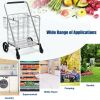 Jumbo Basket Folding Shopping Cart With Swiveling Wheels And Dual Storage Baskets