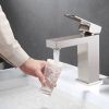 Aqucubic Deck Mounted UPC Basin Mixer Taps Single Handle Bathroom Faucet (Brushed Nickel)