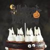 Halloween Cake Toppers DIY Cupcake Topper Castle Ghost Witch Vampire Pumpkin Cake Flags Kids Birthday Wedding Party Baking Decor