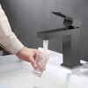 Aqucubic Deck Mounted UPC Basin Mixer Taps Single Handle Bathroom Faucet (Brushed Nickel)