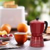 Espresso Maker 6 CUP Moka Pot, Steam Italian Stovetop Coffee Makers Percolator, Aluminum Ripple Ring Design, Easy To Use & Clean, 2 8oz Ceramics Cup 1