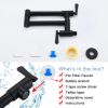 Pot Filler Faucet Wall-Mount for Kitchen Integrated Embedded NPT Thread Design Lead-Free Stainless Steel Faucet with 360Â° 2-Handle Folding Arms Rotat