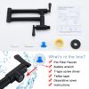 Pot Filler Faucet Wall-Mount for Kitchen Integrated Embedded NPT Thread Design Lead-Free Stainless Steel Faucet with 360Â° 2-Handle Folding Arms Rotat