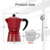 Espresso Maker 6 CUP Moka Pot, Steam Italian Stovetop Coffee Makers Percolator, Aluminum Ripple Ring Design, Easy To Use & Clean, 2 8oz Ceramics Cup 1