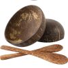 Coconut Bowls & Wooden Spoon Set | Vegan Organic Buddha Bowl for Salad&Smoothie