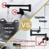 Pot Filler Faucet Wall-Mount for Kitchen Integrated Embedded NPT Thread Design Lead-Free Stainless Steel Faucet with 360Â° 2-Handle Folding Arms Rotat