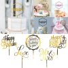 Happy Birthday Gold Cake Topper Acrylic Party Decoration