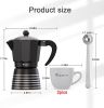 Espresso Maker 6 CUP Moka Pot, Steam Italian Stovetop Coffee Makers Percolator, Aluminum Ripple Ring Design, Easy To Use & Clean, 2 8oz Ceramics Cup 1