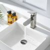 Aqucubic Deck Mounted UPC Basin Mixer Taps Single Handle Bathroom Faucet (Brushed Nickel)