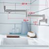 Pot Filler Faucet Wall-Mount for Kitchen Integrated Embedded NPT Thread Design Lead-Free Stainless Steel Faucet with 360Â° 2-Handle Folding Arms Rotat