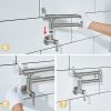 Pot Filler Faucet Wall-Mount for Kitchen Integrated Embedded NPT Thread Design Lead-Free Stainless Steel Faucet with 360Â° 2-Handle Folding Arms Rotat