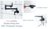 Pot Filler Faucet Wall-Mount for Kitchen Integrated Embedded NPT Thread Design Lead-Free Stainless Steel Faucet with 360Â° 2-Handle Folding Arms Rotat