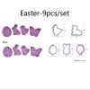 Easter Decoration Egg Rabbit Chick Butterfly Shape Cookies Cutter Plastic Fondant Biscuit Cake Mold